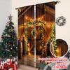 2 Stück 2D-Flachdruck Weihnachtsparty-Vorhang Weihnachtsscheune Szene Vielseitiger Polyesterstoff Ohne Strom Festlich