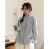 Japanese Blue Stripe Loose Long Sleeve Casual Shirt Women Top Johnature Spring