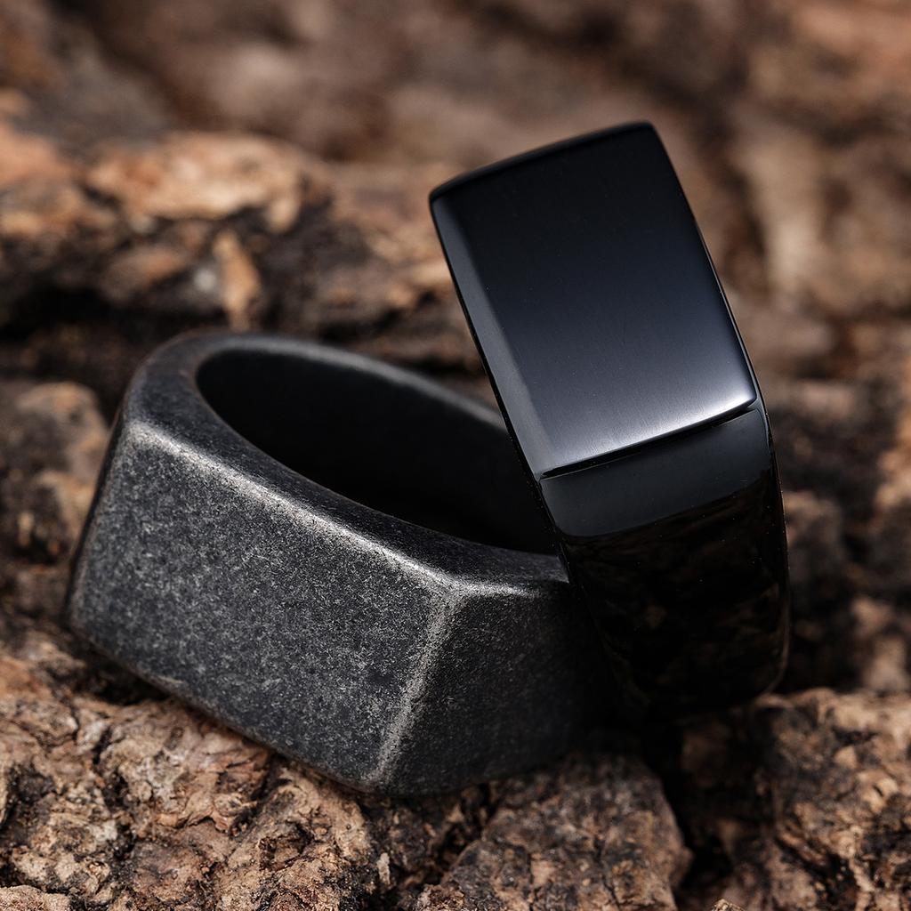 Minimalist Fashion Rectangular Mirror Stainless Steel Ring Small Batch Smooth Design Trendy Accessory