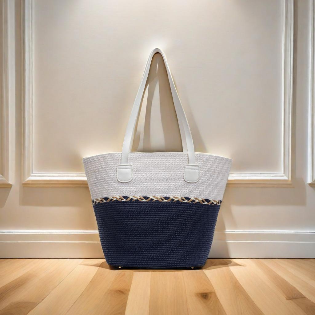 

Соломенная сумка новая пляжная приморская отпуск ветреная большая вместимость на плечо темно-синий