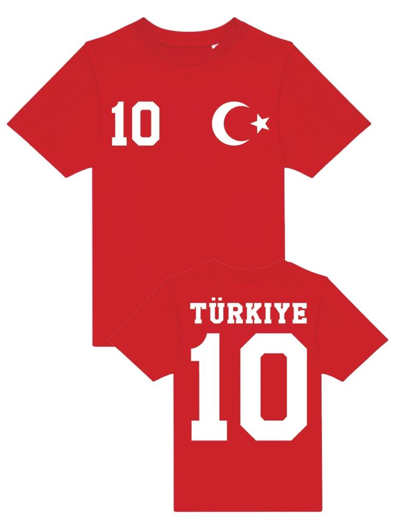 Youth Designz Turchia Bambini ragazzi T-Shirt con NOME + NUMERO DESIDERATO Maglia Coppa del Mondo Campionato Europeo Türkiye