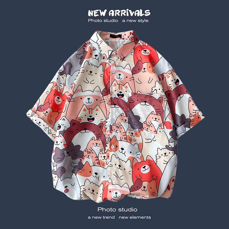 Men's Retro Hawaiian Floral Short-Sleeve Summer Shirt