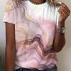 3D Printed Luxury Gradient T Shirt For Women Colorful Graphic Short Sleeves Summer Street Round Neck Tees Tops Loose T-Shirts
