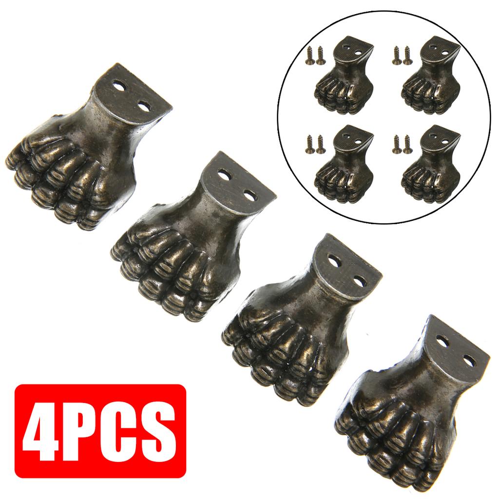 4x Protector de colț pentru picioare decorative din alamă antică pentru cutie de bijuterii