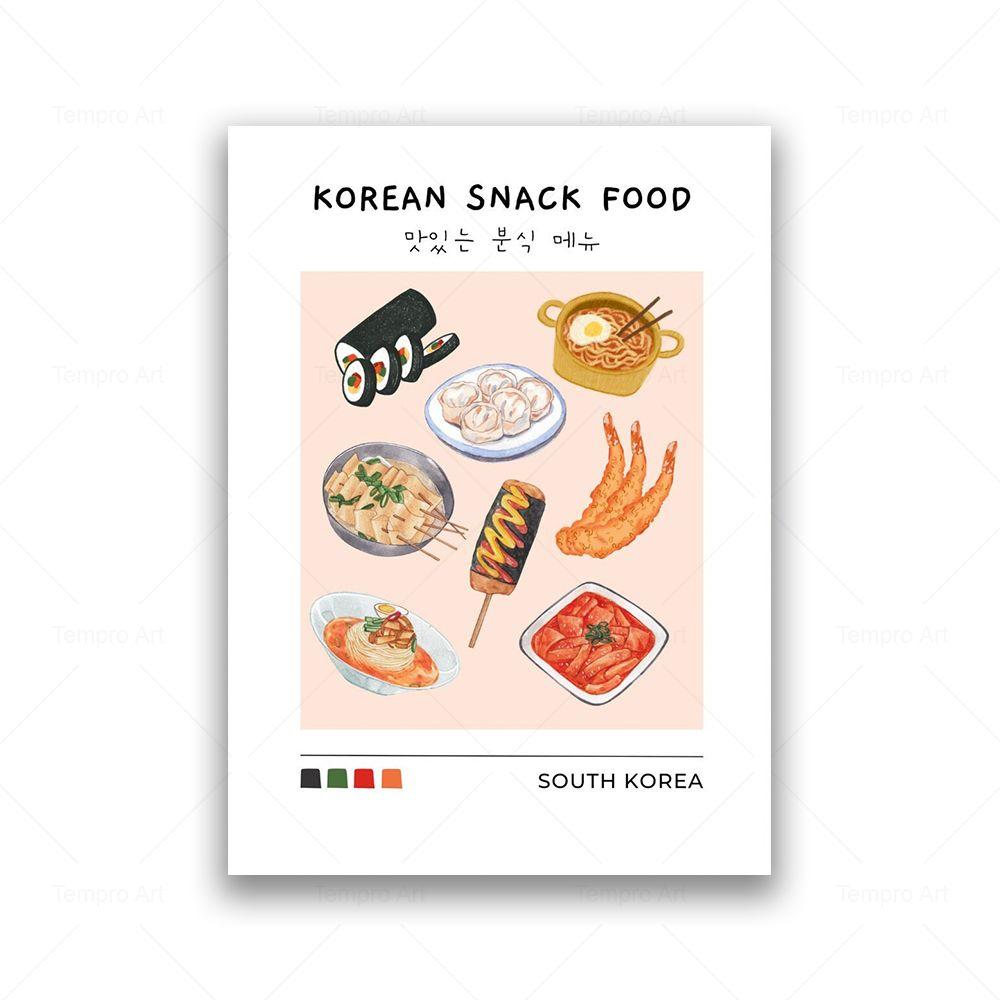 

Ретро корейские уличные плакаты с закусками банчан художественные принты красочные настенные художественные картины на холсте Эстетичный декор для комнаты и кухни 21x30cm No Frame