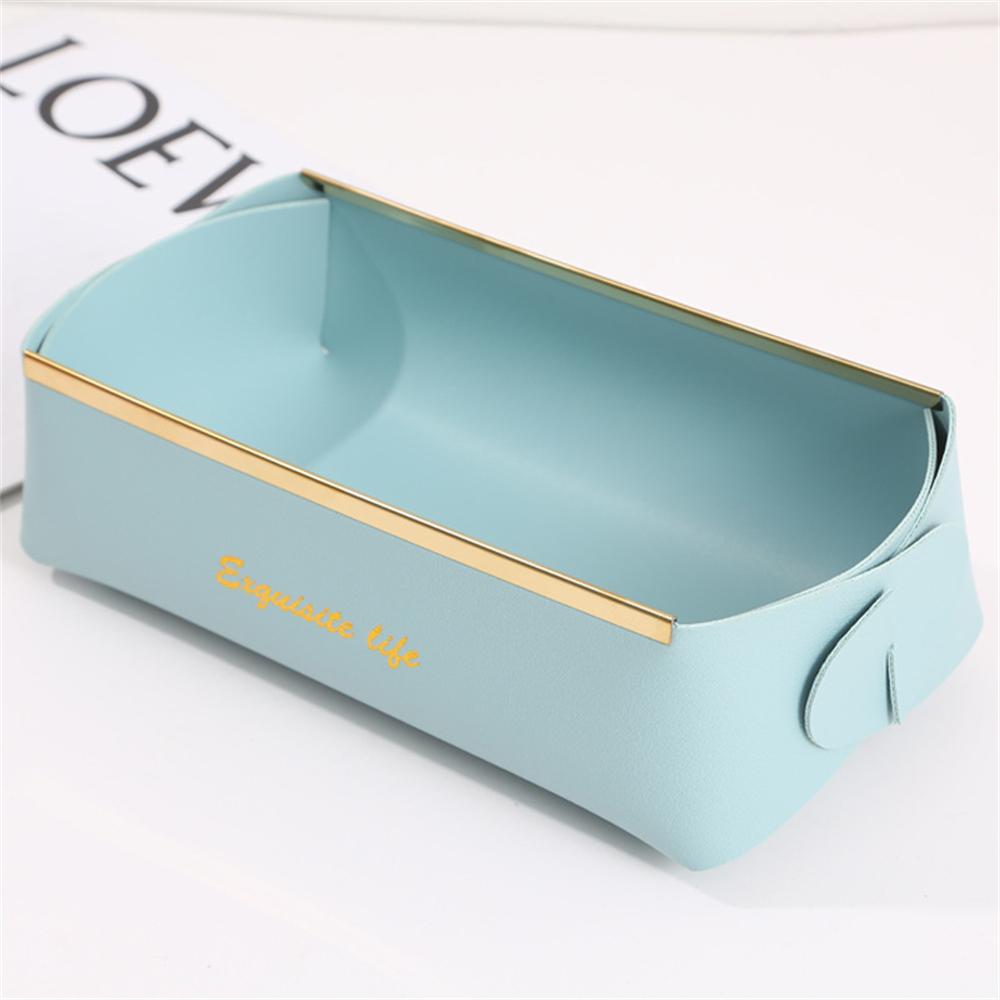 Nordic Leather Desktop Storage Box PU Foldable Grocery Basket Household Dice Tray Cosmetic Coins Organizer Decorative Plate S 19x95x7cm синий 1460₽