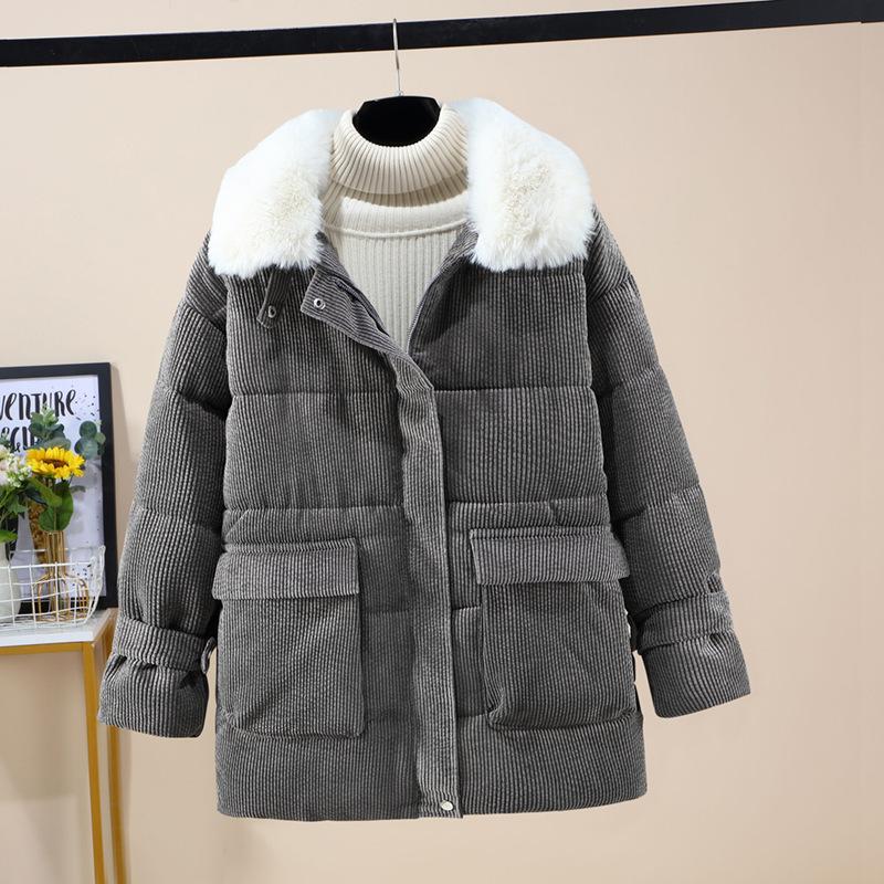 Women's Short Loose Lapel Strip Cotton Clothes, New Cotton-padded Clothes, Winter Warm Jacket