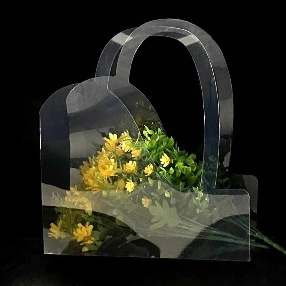 3 Pieces Waterproof Flower Bouquet Bag Transparent PET Flower Packing Bag  Wedding Celebration