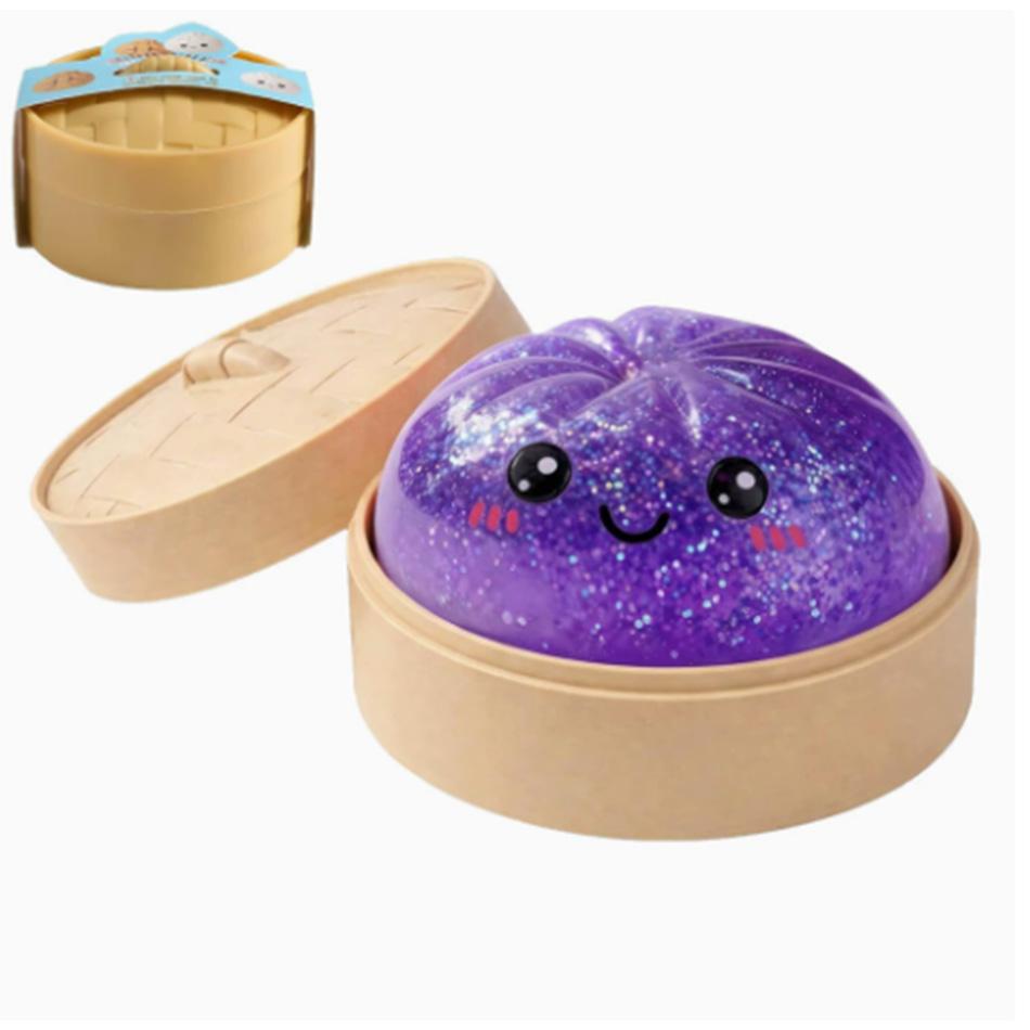 Glitter Dumpling Squishy Toy, Fast Rebound Soft Fidget Toy, Cartoon Steamed Dumpling Stress Relief Toy