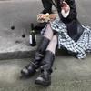 Chaussures à boucle de ceinture, Bottes rétro mi-mollet à talons épais, Bottes de niche pour filles