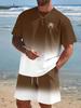 Men's Gradient Short-Sleeve T-Shirt & Drawstring Shorts Beach Set