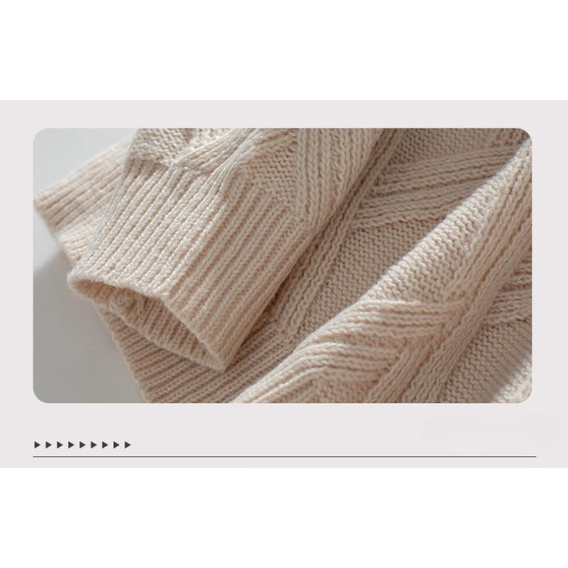 Herbst und Winter Lockeres Rundhals Strickoberteil Diamant Pullover