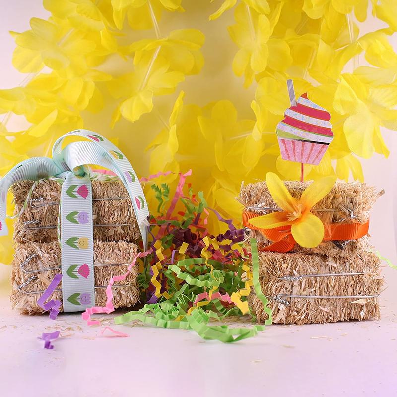 6Pcs Mini Hay Bales Rustic Miniature Farm Haystack Stackable Fake Hay Blocks Dollhouse Decoration