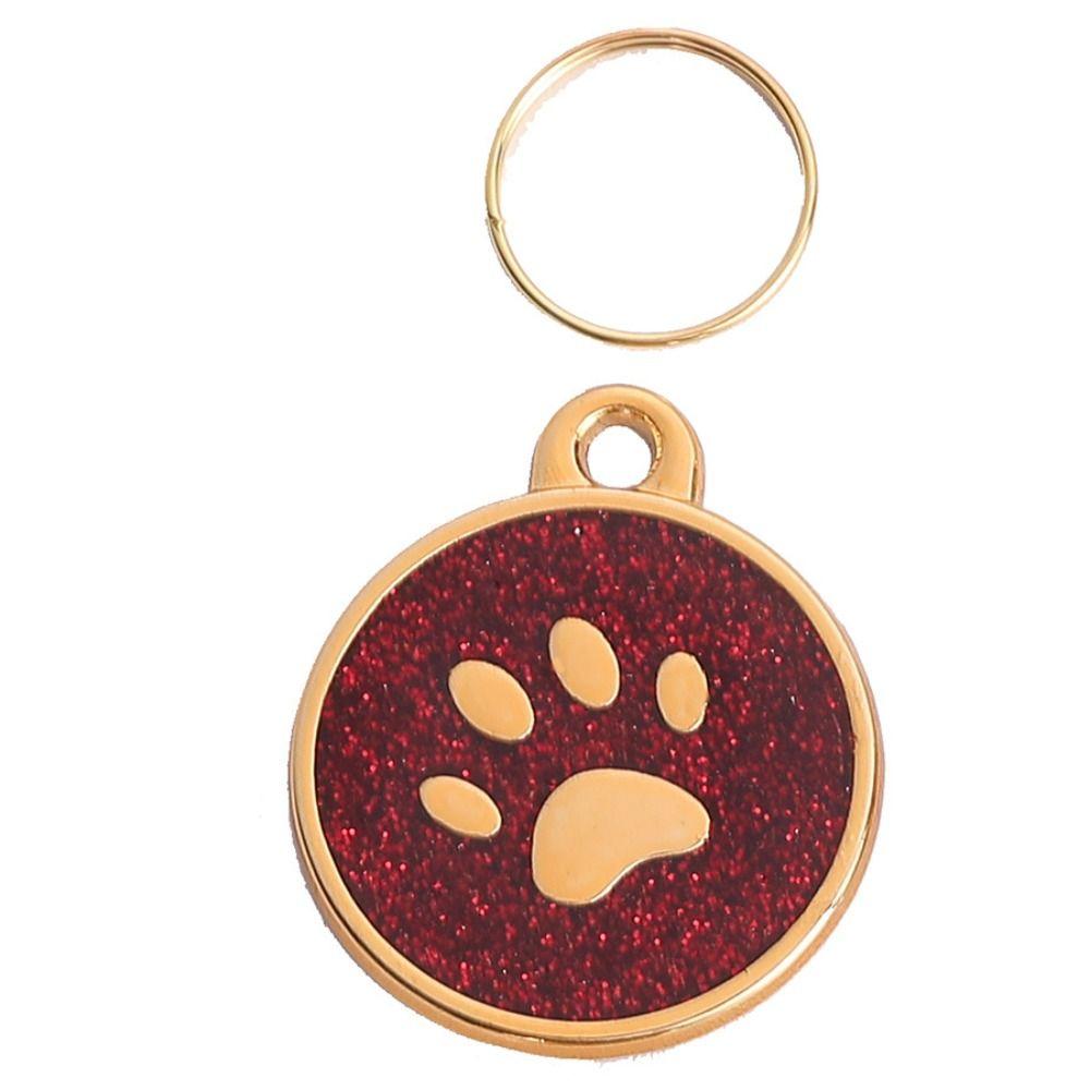Pet Paw Dog Id Name Tag Personalized Pet Glitter Pendant Cat Tags  Cats