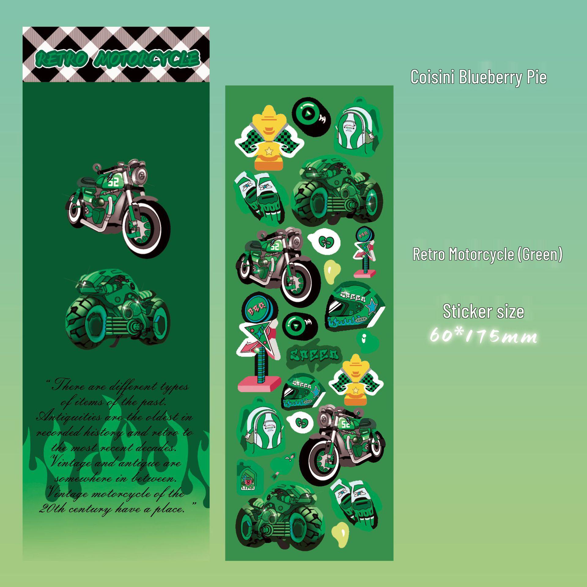 Coisini Retro American Motorcycle Stickers in Korean Cartoon Style for Guka Diary Decor