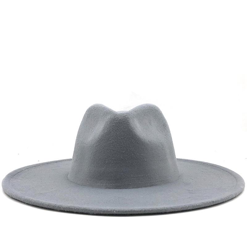 Unisex Wide Brim Wool Felt Jazz Fedora Hat for Autumn & Winter Fashion