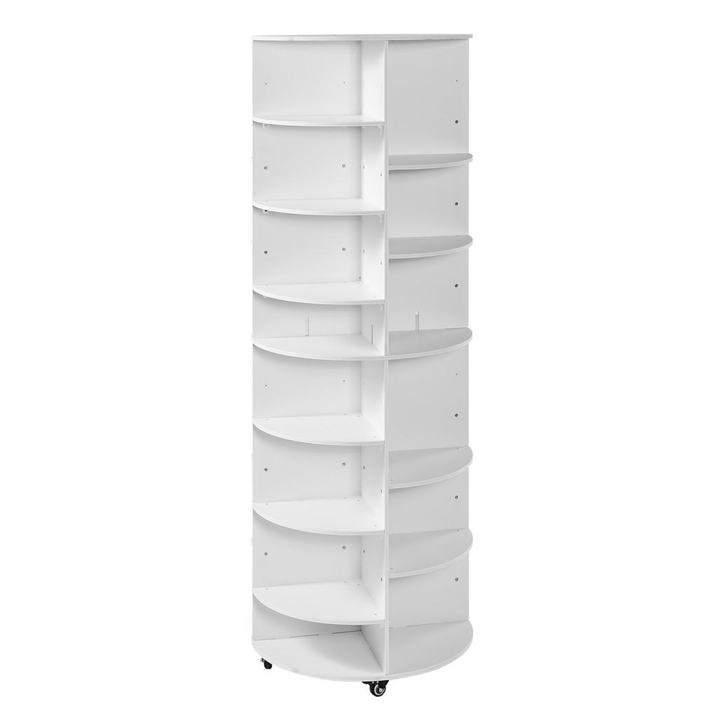 VEVOR Torre porta scarpe rotante a 7 ripiani con ripiani regolabili, Carosello display rotante mobile a 360 gradi con ruote