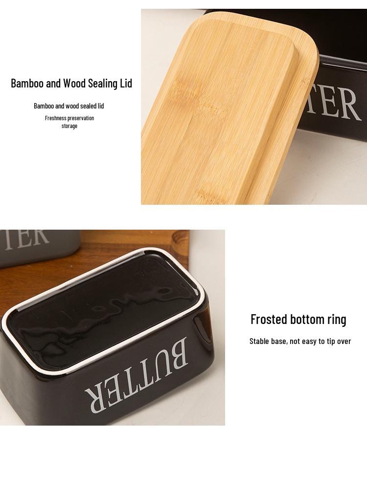 Large Capacity Ceramic Butter Dish with Sealed Lid and Knife