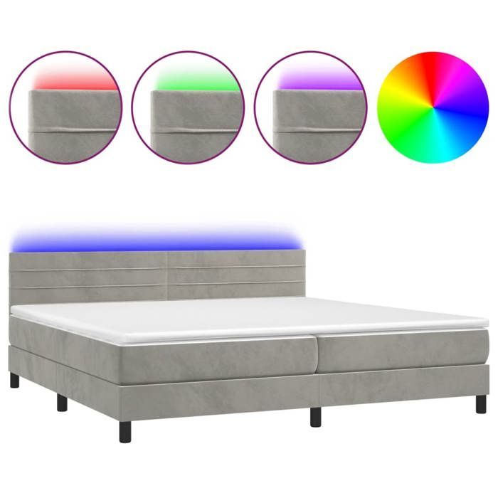 VidaXL Sommier à Lattes de Lit avec Matelas et LED, Lit Rembourré avec Tête de Lit, Lit Double, Lit Adulte de Chambre, 3134483
