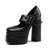 Fashion Double Waterproof Platform Thick Heel Mary Jane High-heeled Shoes Fashion Square Head Shallow Mouth Commuter Women Singles Shoes
