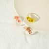 Retro Resin Ring with Dried Japanese Rose and Daisy Flowers