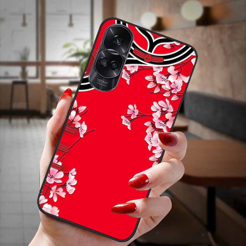 For Honor 90 Lite 5G Case 3D Flower Relief Emboss Silicon Back Cases For Honor 90 Cover Honor90 Pro 90Pro 90Lite Soft Protective