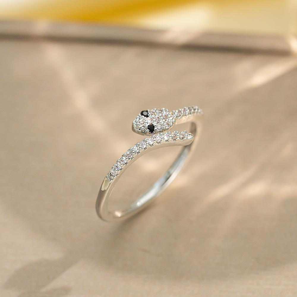 Korean Version of Light Luxury Design Full Diamond Inlaid Zircon Ring Women's Opening Adjustable Ring Internet Celebrity Fashion Accessories