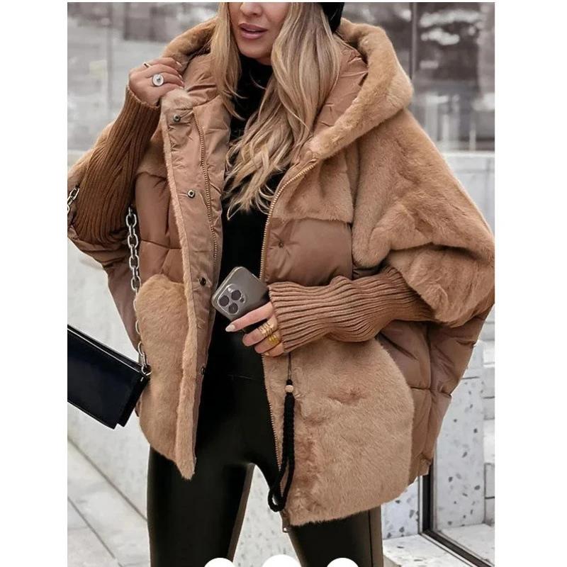 Autumn Winter Women Thick Hooded Patchwork Warm Clothes Coat New Women Cotton Padded Jacket Oversize Outerwear Women Parka Coat