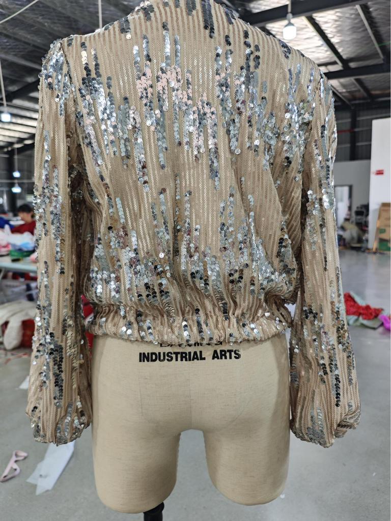 2025 Grenzüberschreitender Damen Herbst/Winter Pailletten V-Ausschnitt Übermantel