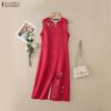 ZANZEA Women Casual Round Neck Summer Sleeveless Print Tank Dress