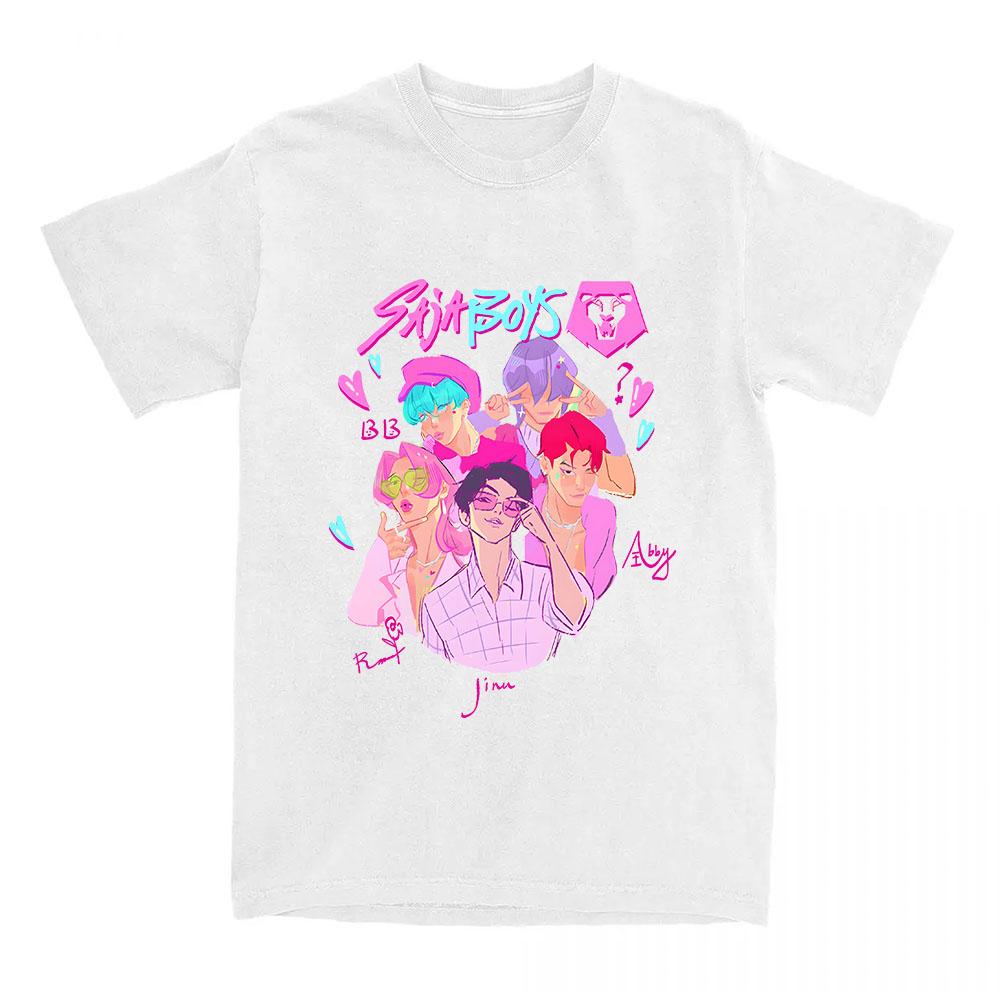 საძა ბოის კომფორტ კოლორსის მაისური KPop დემონი მონადირეების პრინტით მაისური ზაფხულის მოკლემკლავიანი ბამბის მაისური მოდური ქალის მამაკაცის ტანსაცმელი