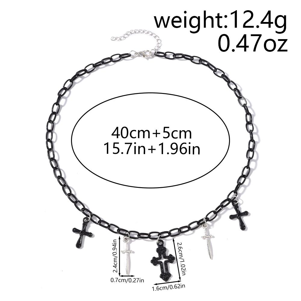 Cool Gothic Black Cross Pendant Necklace for Women Men Love Heart Leather Rope Necklaces Streetwear Hip Hop Punk Jewelry Gifts