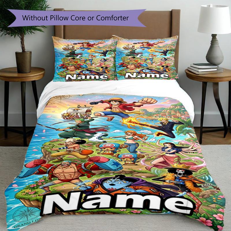 3pcs Duvet Cover Set (1*Duvet Cover + 2*Pillowcase, Without Core), Custom Name One Piece Pattern Bedding Set, Home Bedroom Decor Gift