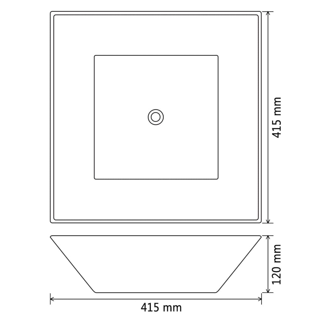 Square Ceramic Wash Basin White 41.5 x 41.5 x 12 cm