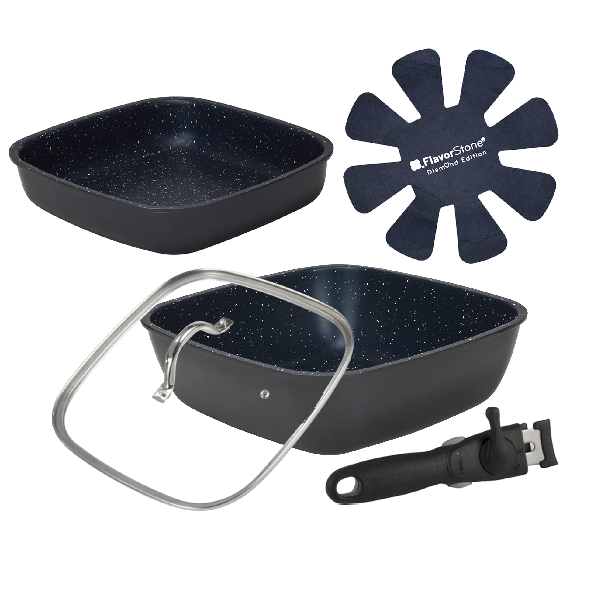 

Flavor Stone Diamond Edition 6-Piece Set (Navy) Nonstick Square Frying Pan, Oven Safe