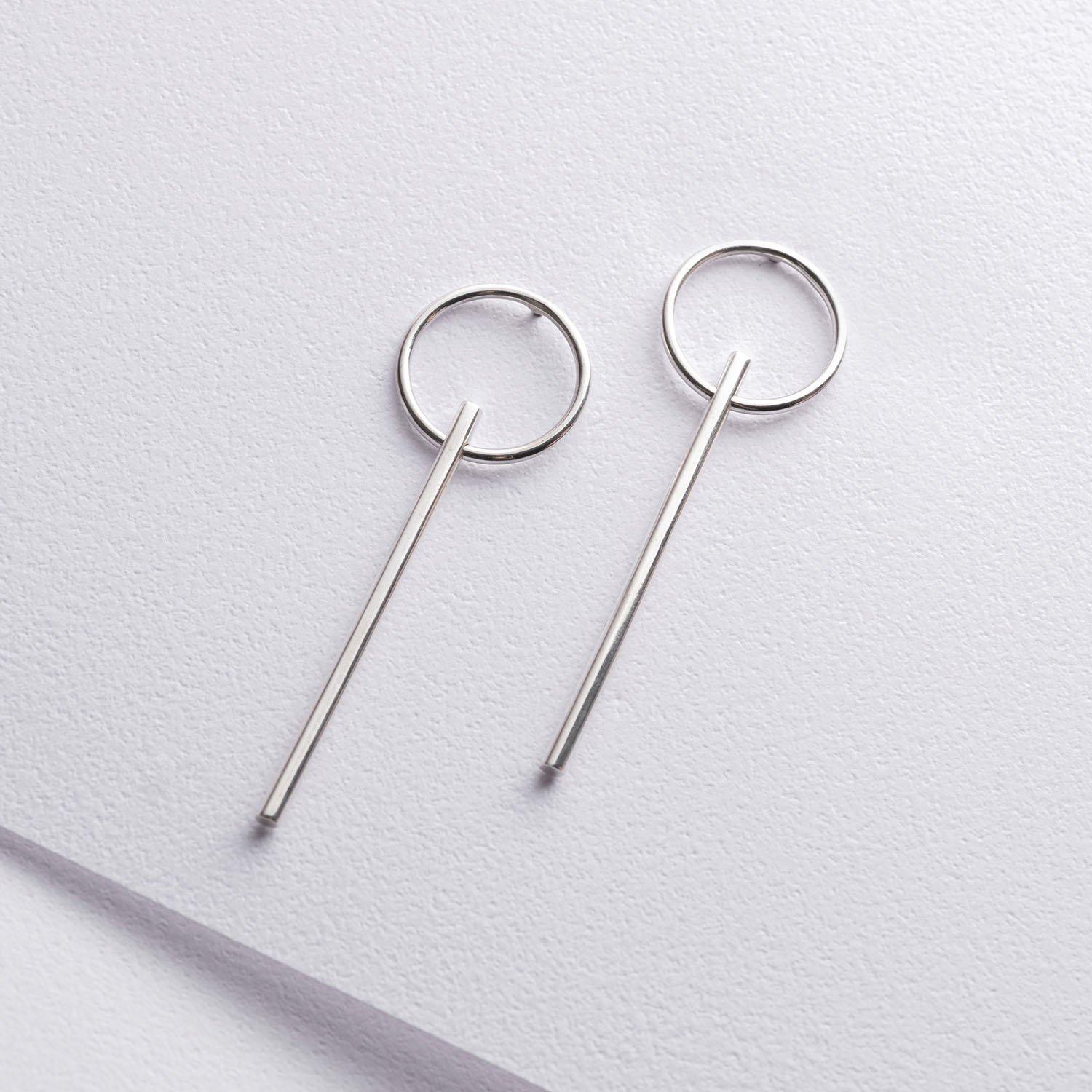 

Срібні сережки-підвіски Геометрія Oniks 5.2 cm срібний