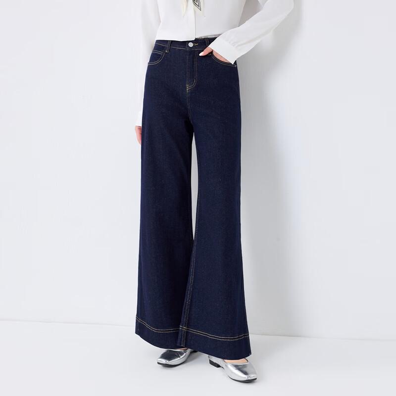 FivePlus Women's Vintage Wide Leg Straight Denim Jeans