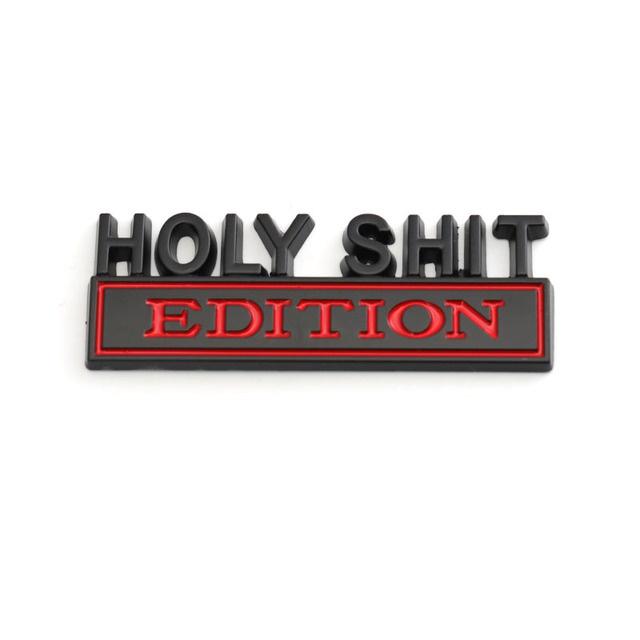 1Pc 3D Metal Holy Shit Edition Logo Car Front Grille Badge Side Fender Rear Trunk Emblem Sticker Decal