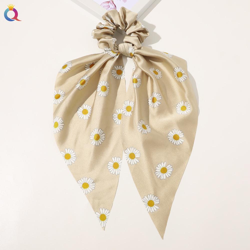 New Floral Print Scrunchies Chiffon Bow Elastic Hair Bands Women Hair Ties Rubber Bands Ponytail Scarf Fashion Hair Accessories