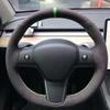 Benutzerdefinierte DIY Auto Lenkradbezug Kohlefaser Wildleder Leder Für Tesla Model 3 2017 2018 2019 2020 Auto Innenzubehör