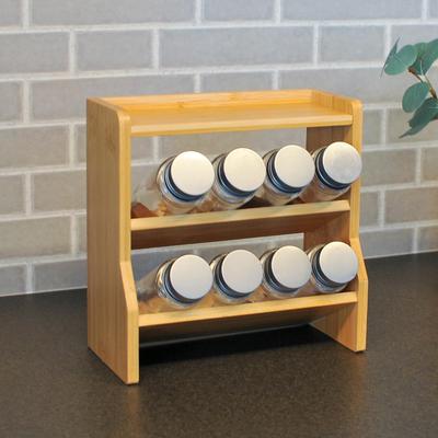 [FSC Product] TAKEMI Slim 3-Tier Bamboo Spice Rack (Kitchen Condiment Storage) - Stylish, Large Capacity, Slanted Condiment Rack for Tabletop Use