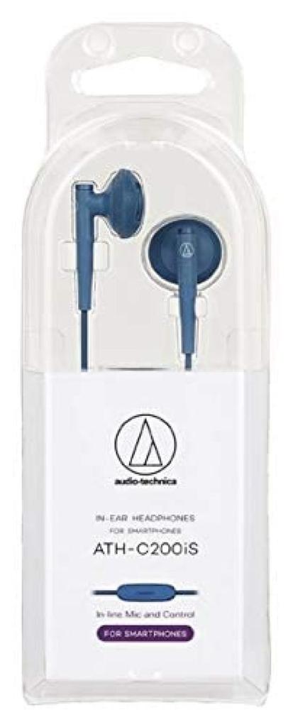 Audio-Technica ATH-C200IS BL Wired Earphones with Microphone, Semi-Open Type, Blue