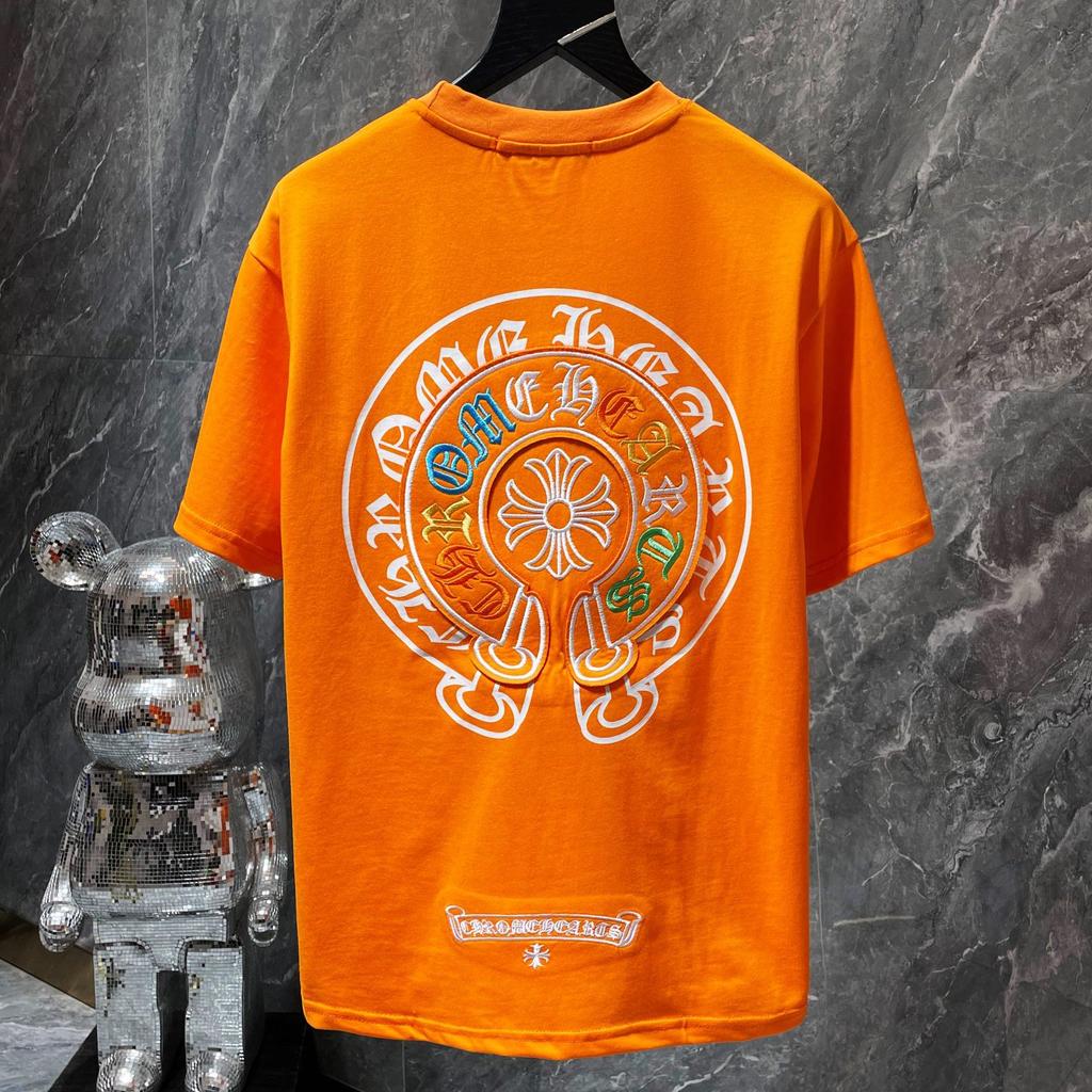 8719 CHROME HEARTS 2025 Verano Nueva Camiseta de Algodón de Alta Calidad con Cuello Redondo Suelta de Talla Grande para Hombre y Mujer Camiseta para Pareja