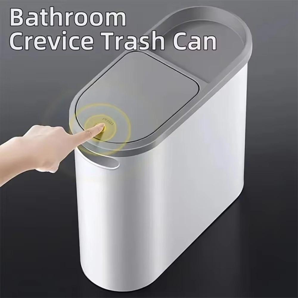 10L Trash Can Plastic Rubbish Bin Creative Semi Automatic Garbage Bin  Small Bathroom Storage