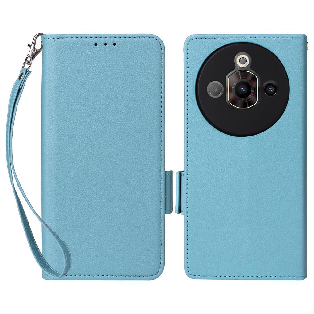 For ZTE nubia Focus Pro Case with Wrist Strap Litchi Texture PU Leather Wallet Phone Cover