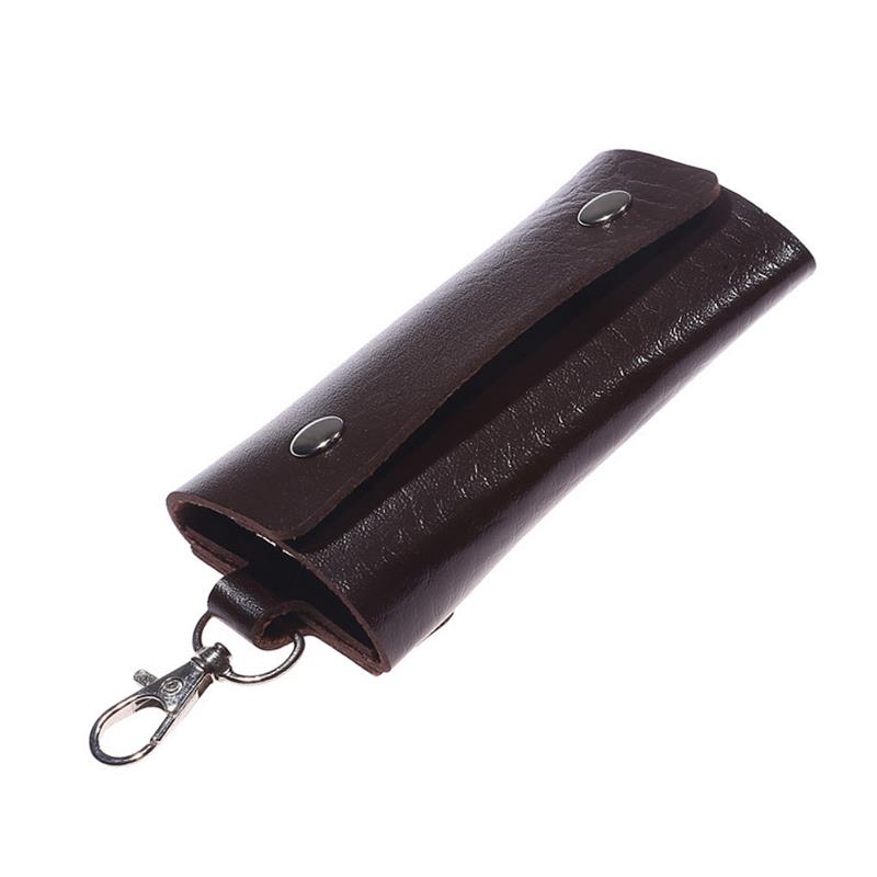 Black/Brown Smart Car Key Case Remote Leather Housing Anti Scratch Cover Bag Pouch Key Protector Auto Accessories 9.5*5.5*2.5cm