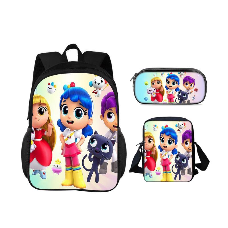 True and the Rainbow Kingdom backpack, pencil case, shoulder bag, 3Pcs set, cartoon print, kindergarten, children and students