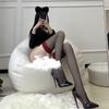 Sexy Wind Black Silk White Lace Long Medium Tube Over Knee Suspender Socks Women'S Summer Suspender Stockings Stockings