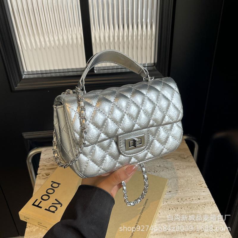 French niche fashion diamond chain, small fragrant style fashion portable small bag women's 2025 new temperament messenger bag