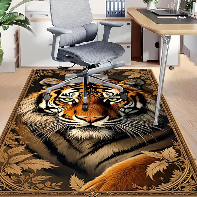 1PC Tiger Artwork Non-Slip Floor Carpet Compatible for Office&Living Room&Bedroom&Dining room - Flat-Weave Machine-O396